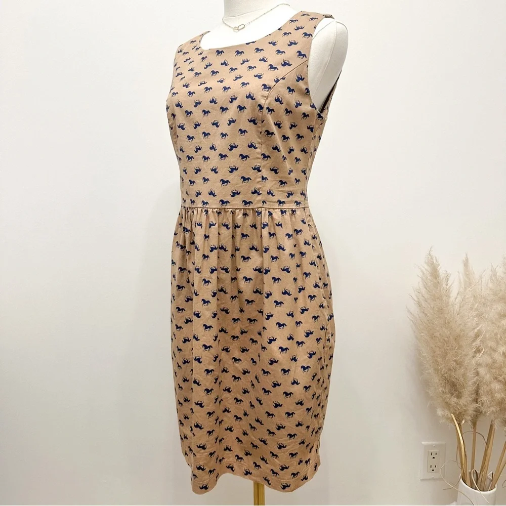 Vintage Inspired Brown Horse Printed Dress - Picture 3 of 10